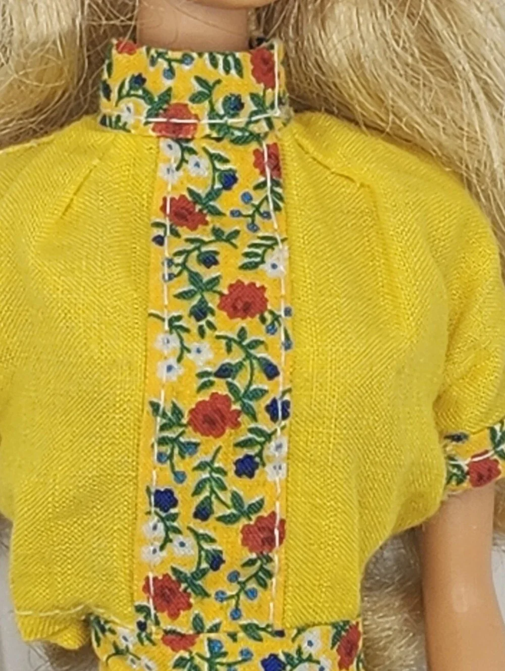 Vintage Barbie Twist N Turn Body Yellow Floral Outfit